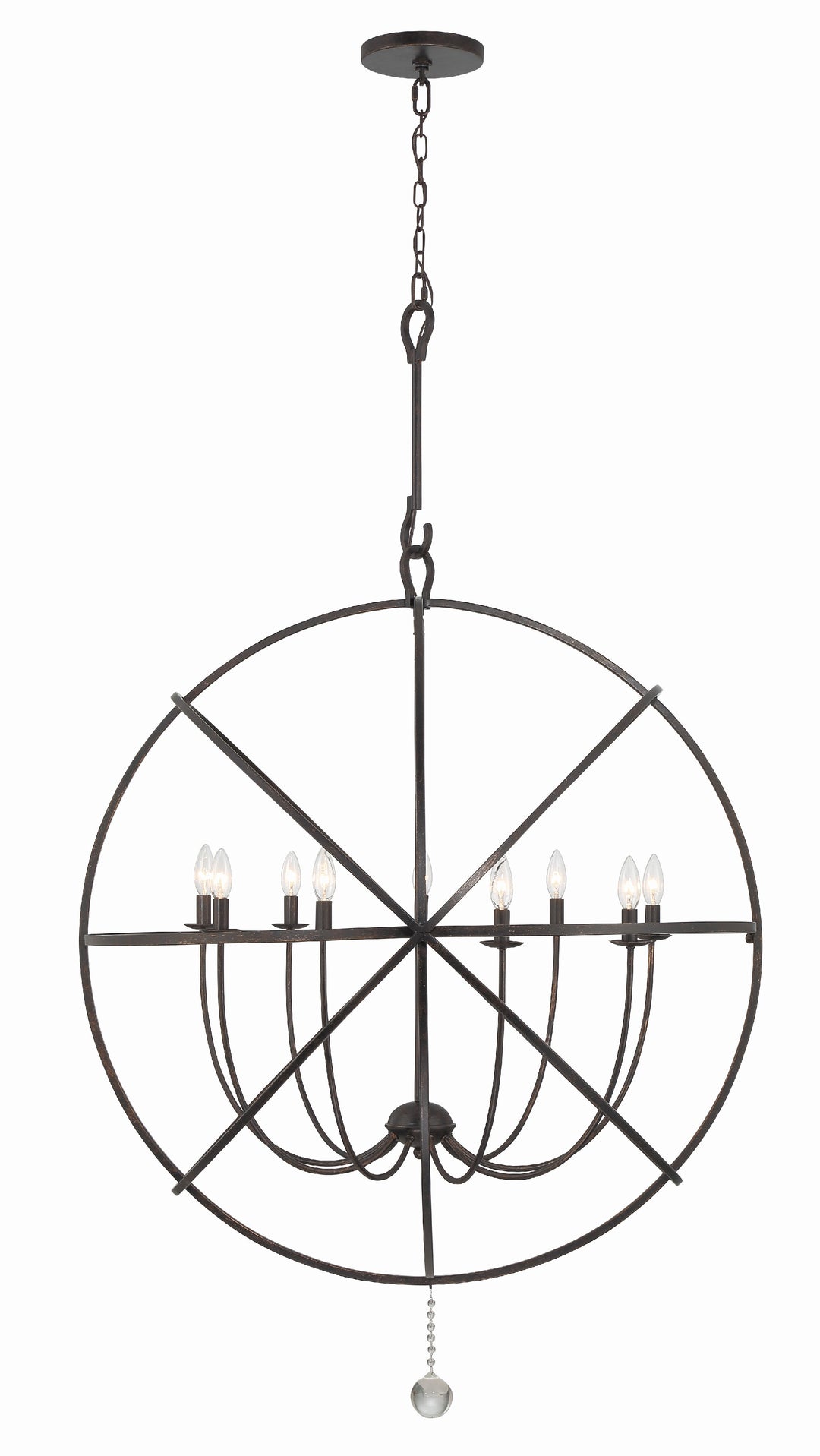 Crystorama Solaris 9 Light English Bronze Sphere Chandelier