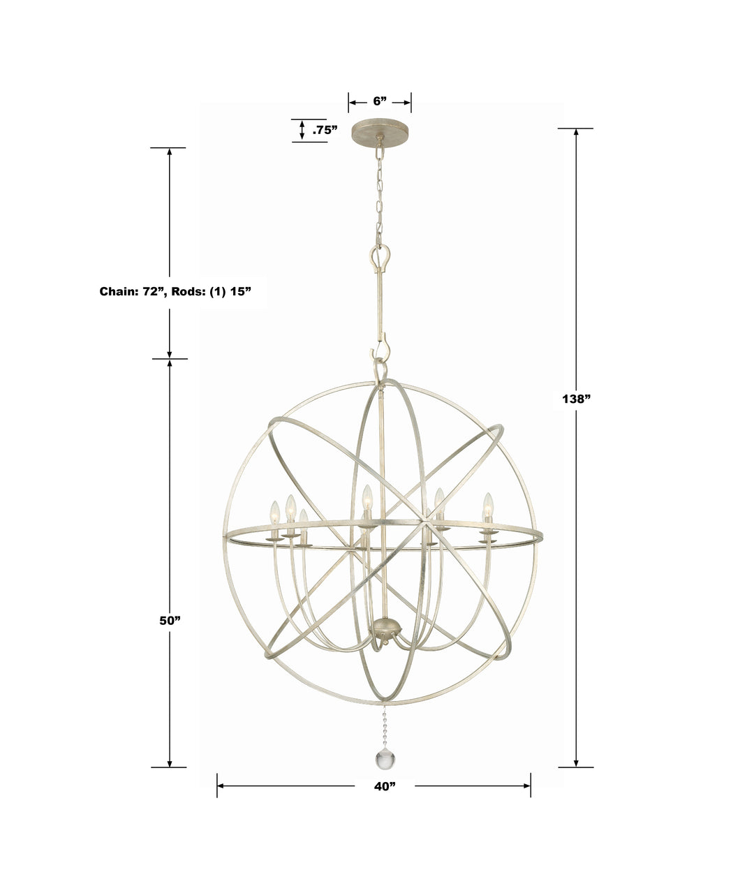 Crystorama Solaris 9 Light English Bronze Sphere Chandelier