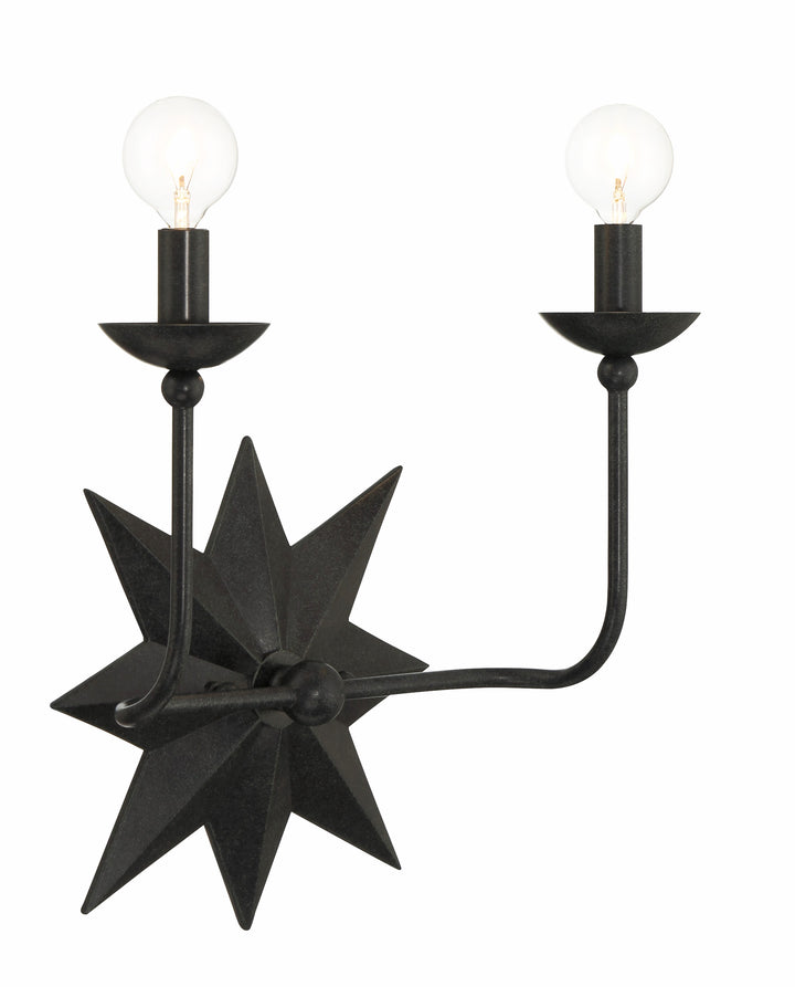 Crystorama Astro 2 Light Black Sconce