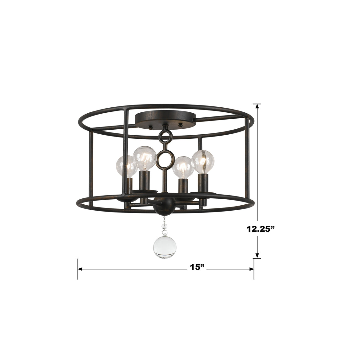 Crystorama Cameron 4 Light English Bronze Semi Flush Mount