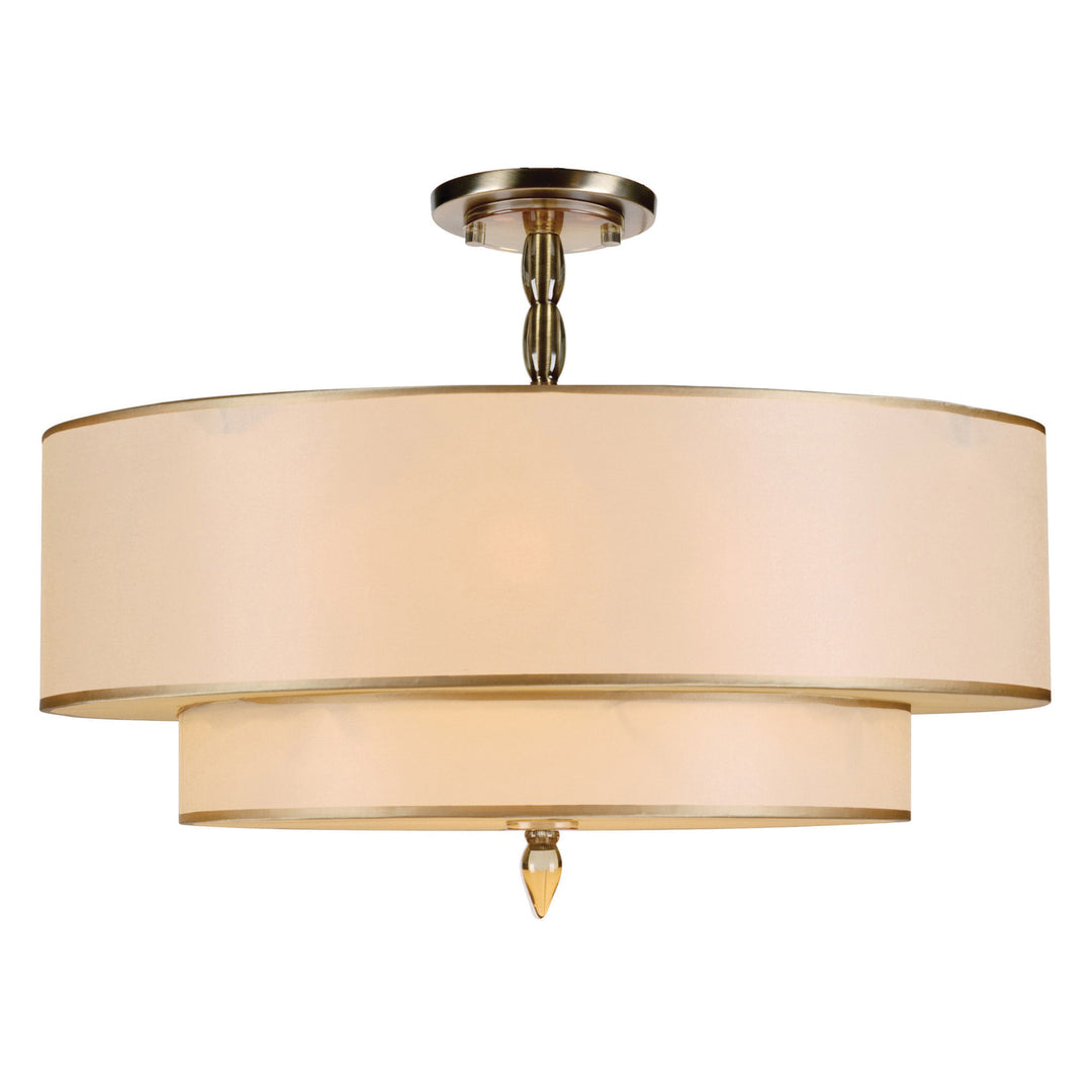 Luxo 5 Light Antique Brass Semi Flush Mount