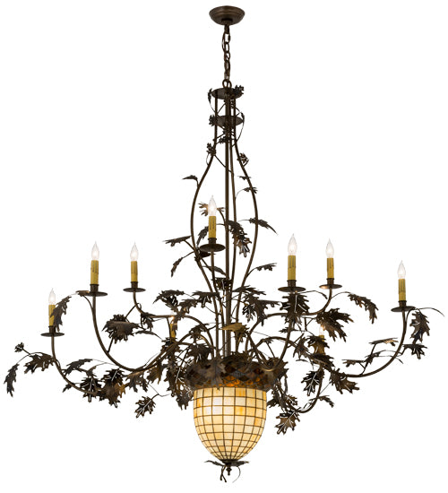 63"W Greenbriar Oak 9 Arm Chandelier