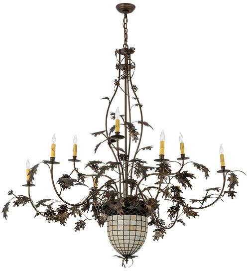 63"W Greenbriar Oak 9 Arm Chandelier