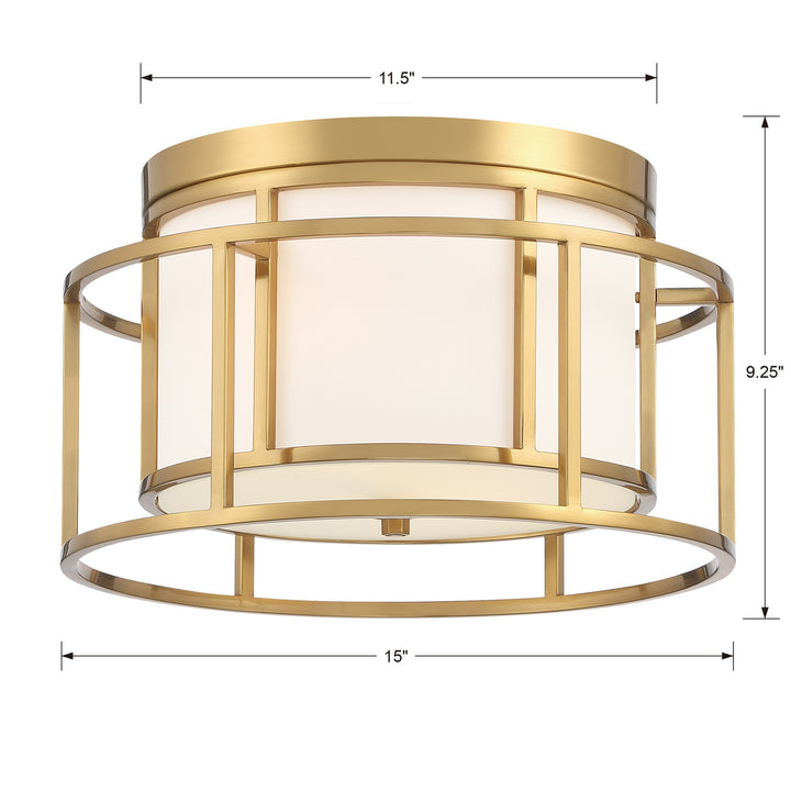 Crystorama Brian Patrick Flynn Hulton 2 Light Luxe Gold Flush Mount