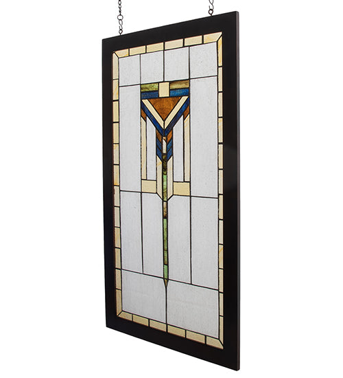 17"W X 30"H Prairie Wood Frame Stained Glass Window