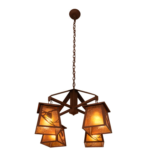 28" Wide Whispering Pines 4 Lt Chandelier