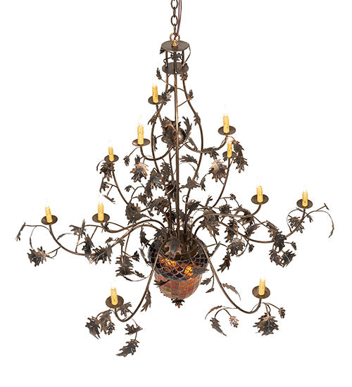 60" Wide Greenbriar Oak 12 Arm Chandelier