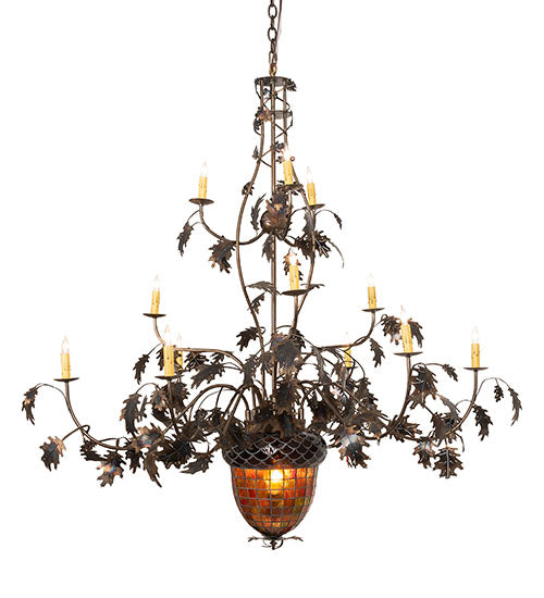 60" Wide Greenbriar Oak 12 Arm Chandelier