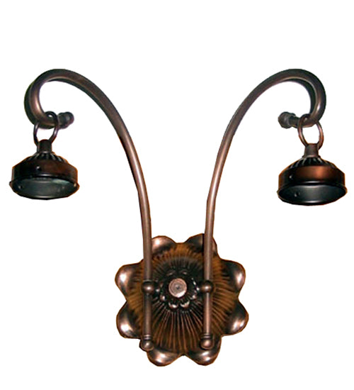 13"W Mahogany Bronze 2 Lt Wall Sconce Hardware