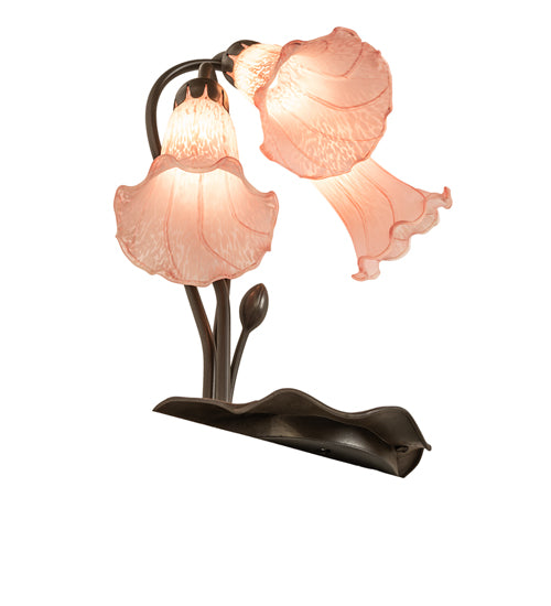 16" High Pink Tiffany Pond Lily 3 Light Accent Lamp