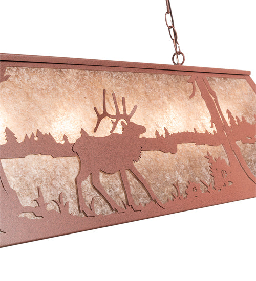 48" Long Elk At Lake Oblong Pendant