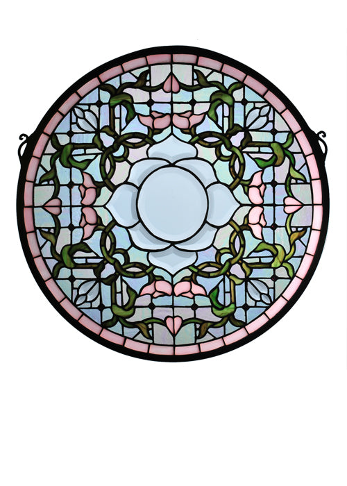 20"W X 20"H Tulip Bevel Medallion Stained Glass Window