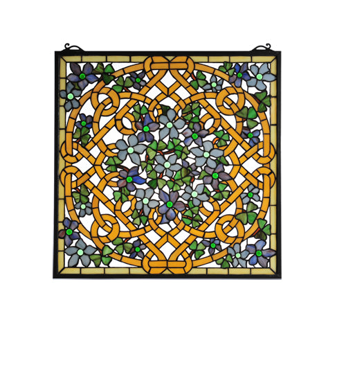 22"W X 22"H Shamrock Garden Stained Glass Window