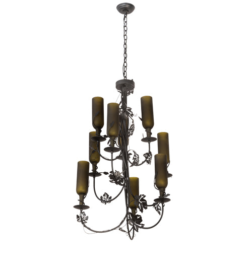 34" Wide Tuscan Vineyard 9 Lt Wine Bottle Chandelier