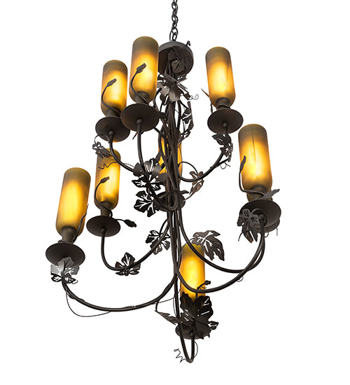 34" Wide Tuscan Vineyard 9 Lt Wine Bottle Chandelier