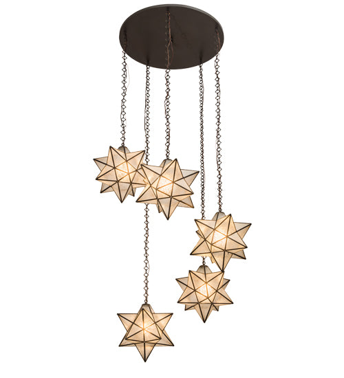 45" Wide Moravian Star 5 Light Cascading Pendant