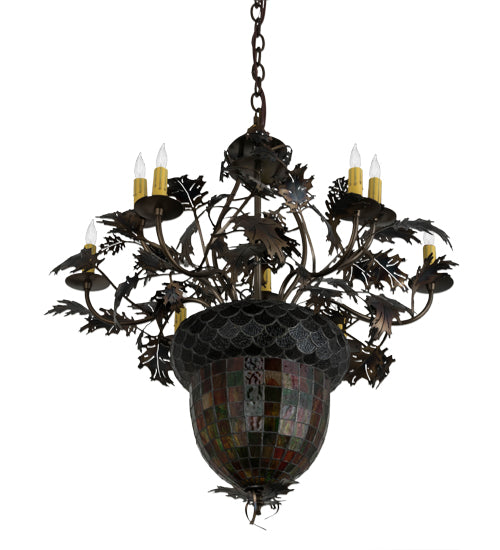 34"W Greenbriar Oak 9 Lt Chandelier