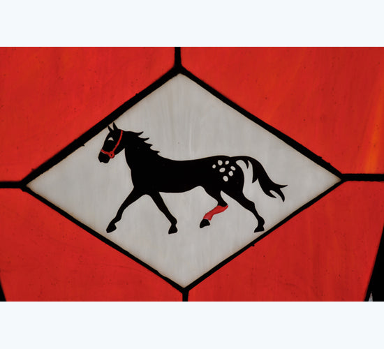 25"W X 30"H Jockey Silks Stained Glass Window