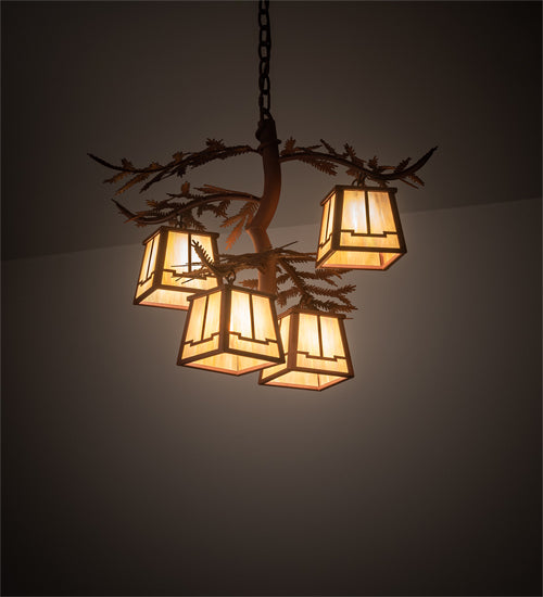 26" Wide Pine Branch Valley View 4 Light Chandelier