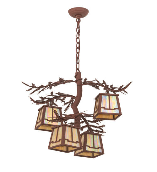 26" Wide Pine Branch Valley View 4 Light Chandelier