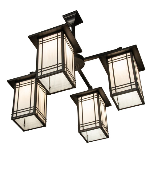 33" Square Prairie Mission 4 Light Chandelier