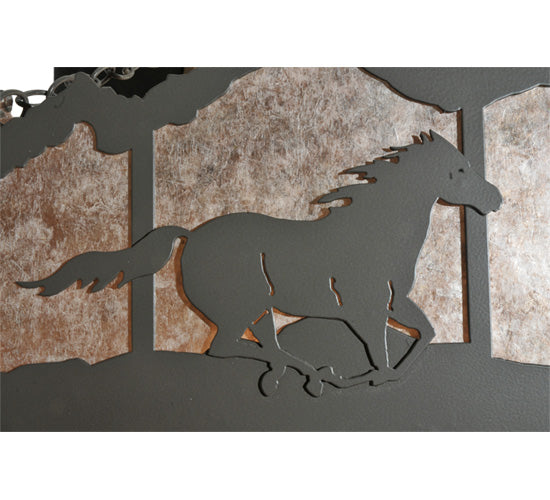 54" Long Running Horses Oblong Inverted Pendant