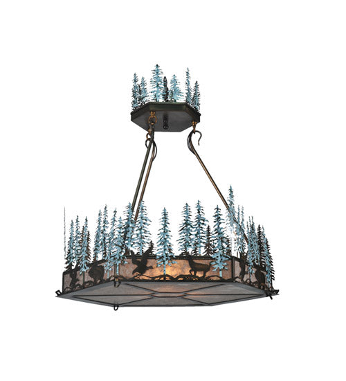 60" Wide Wildlife At Pine Lake 2 Tier Inverted Pendant