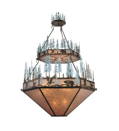 60" Wide Wildlife At Pine Lake 2 Tier Inverted Pendant