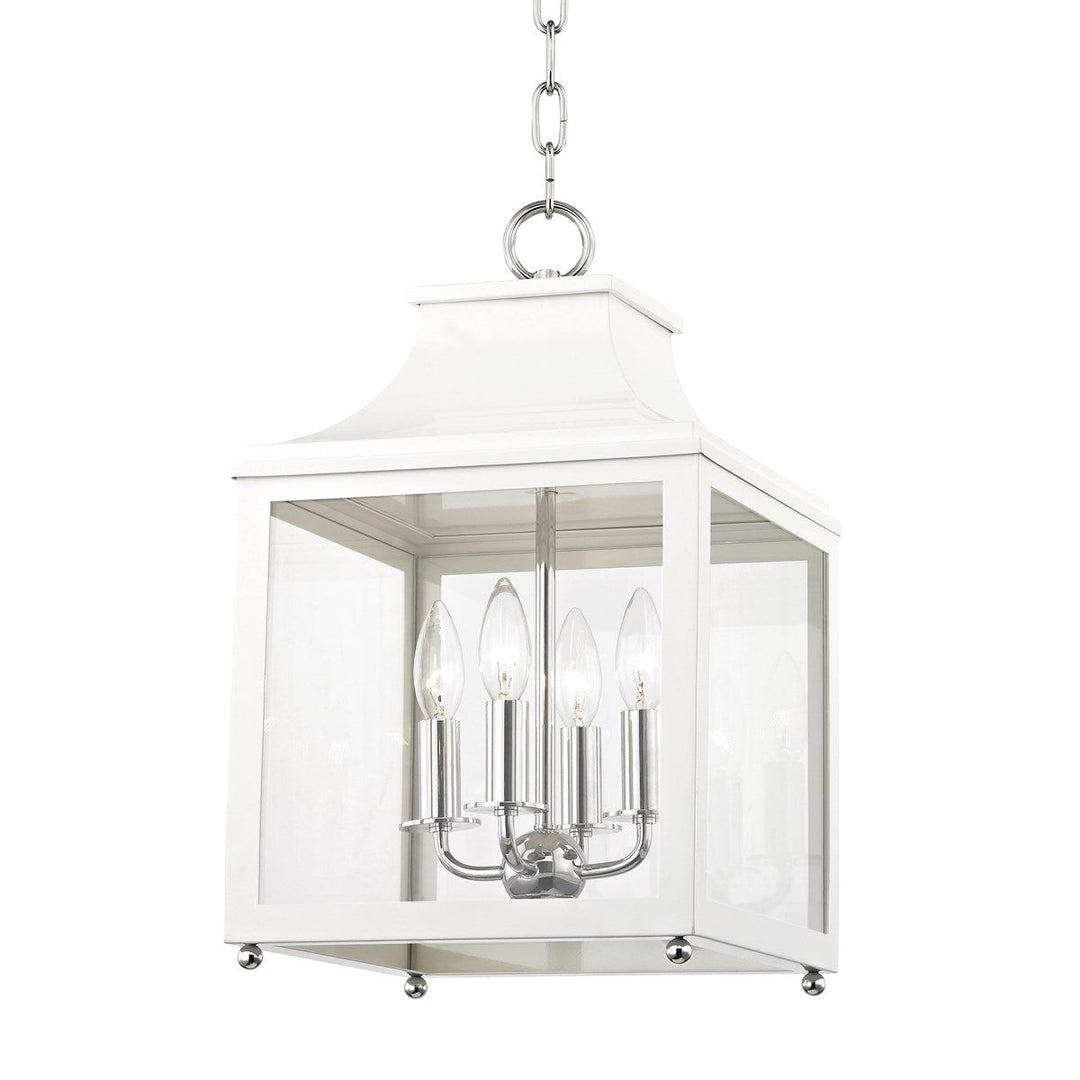 Leigh Pendant 18" - Polished Nickel/White