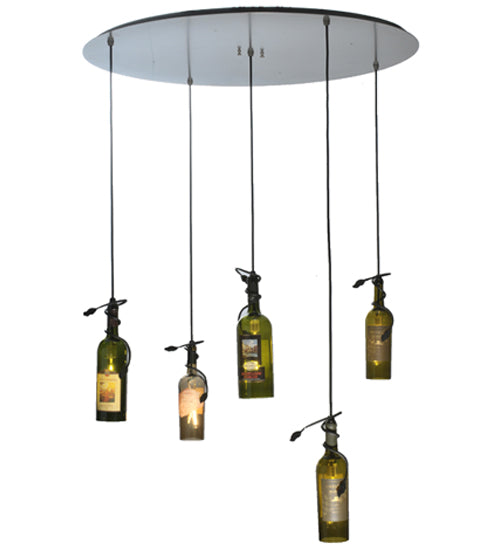 36"W Tuscan Vineyard 5 Bottle Cascading Pendant