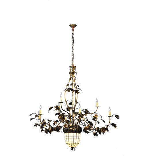 63"W Greenbriar Oak 9 Arm Chandelier