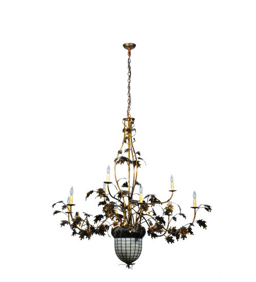 63"W Greenbriar Oak 9 Arm Chandelier