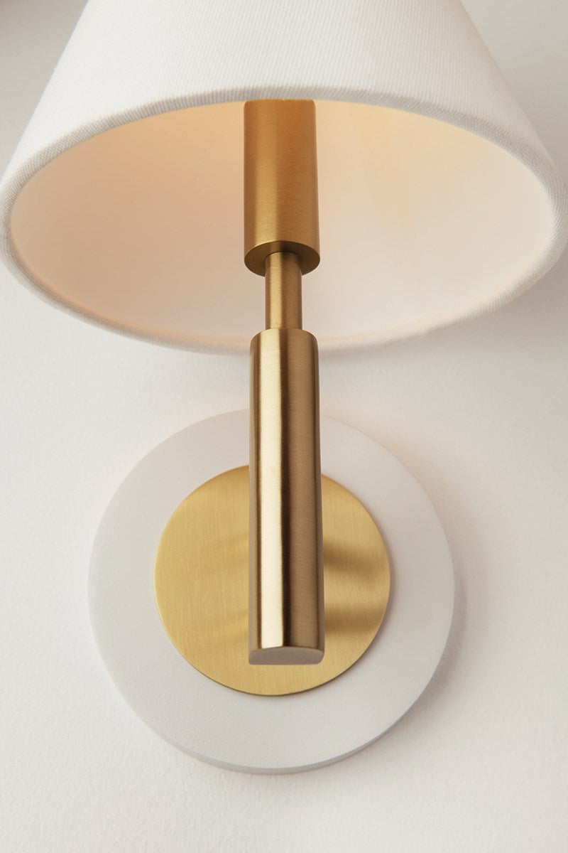 Robbie Wall Sconce - Aged Brass/White