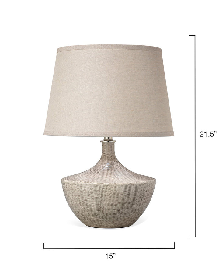 Basketweave Table Lamp-Beige