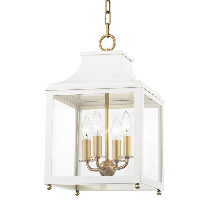 Leigh Pendant 18" - Aged Brass/White