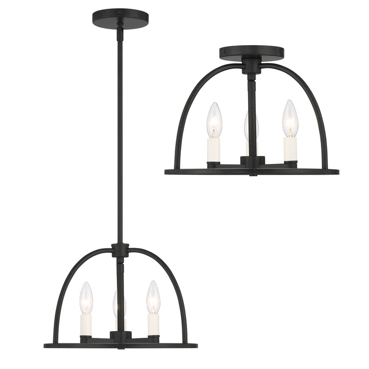 Crystorama Abbott 3 Light Black Mini Chandelier