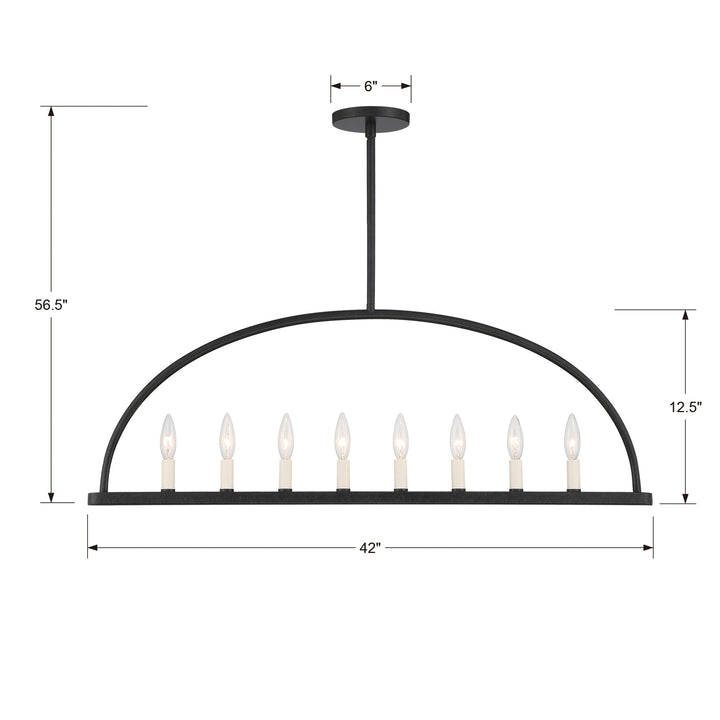 Crystorama Abbott 8 Light Black Linear Chandelier