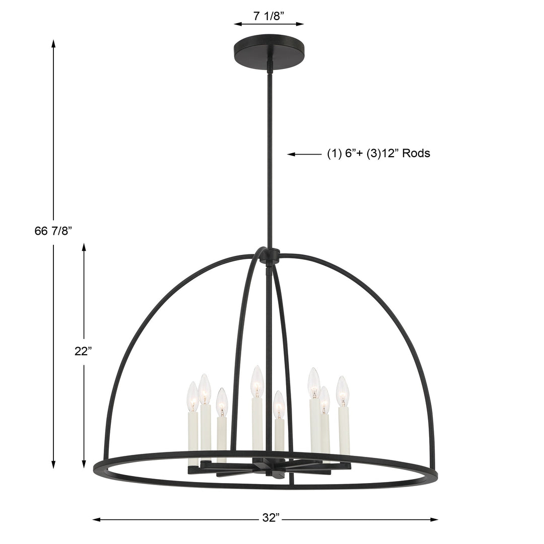 Crystorama Abbott 8 Light Black Chandelier