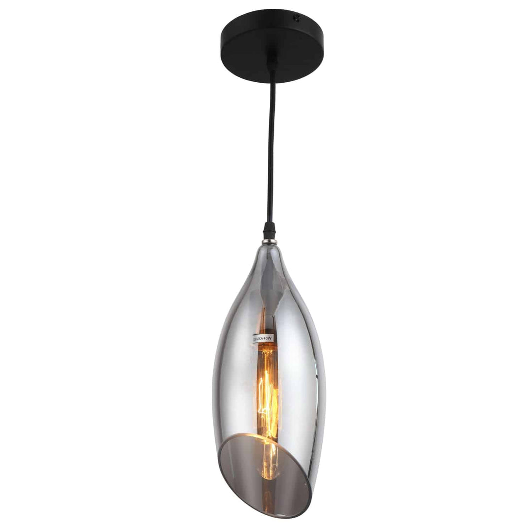 Dainolite 1 Light Incandescent Pendant, Black Finish with Smoked Glass