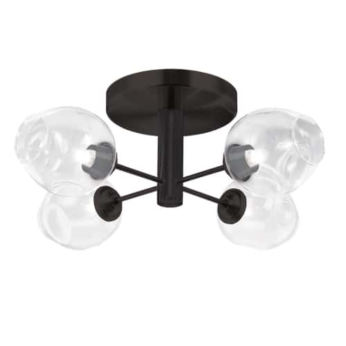 Dainolite 4 Light Halogen Matte Black Semi Flush w/ Clear Glass