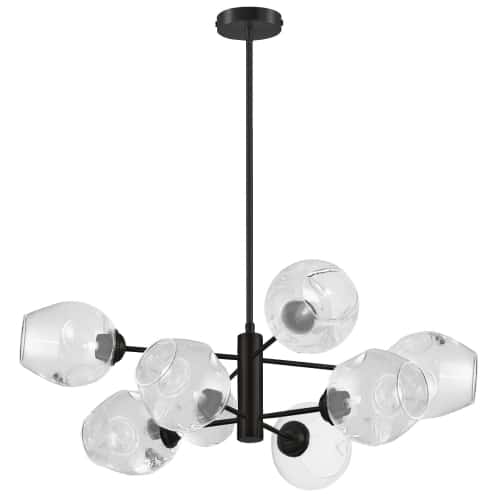 Dainolite 8 Light Halogen Matte Black Pendant w/ Clear Glass