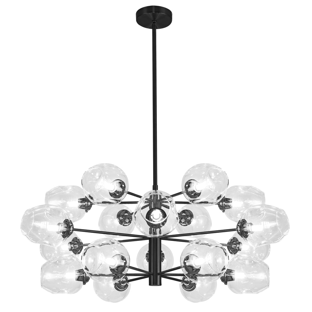 Dainolite 18 Light Halogen Chandelier Matte Black with Clear Glass