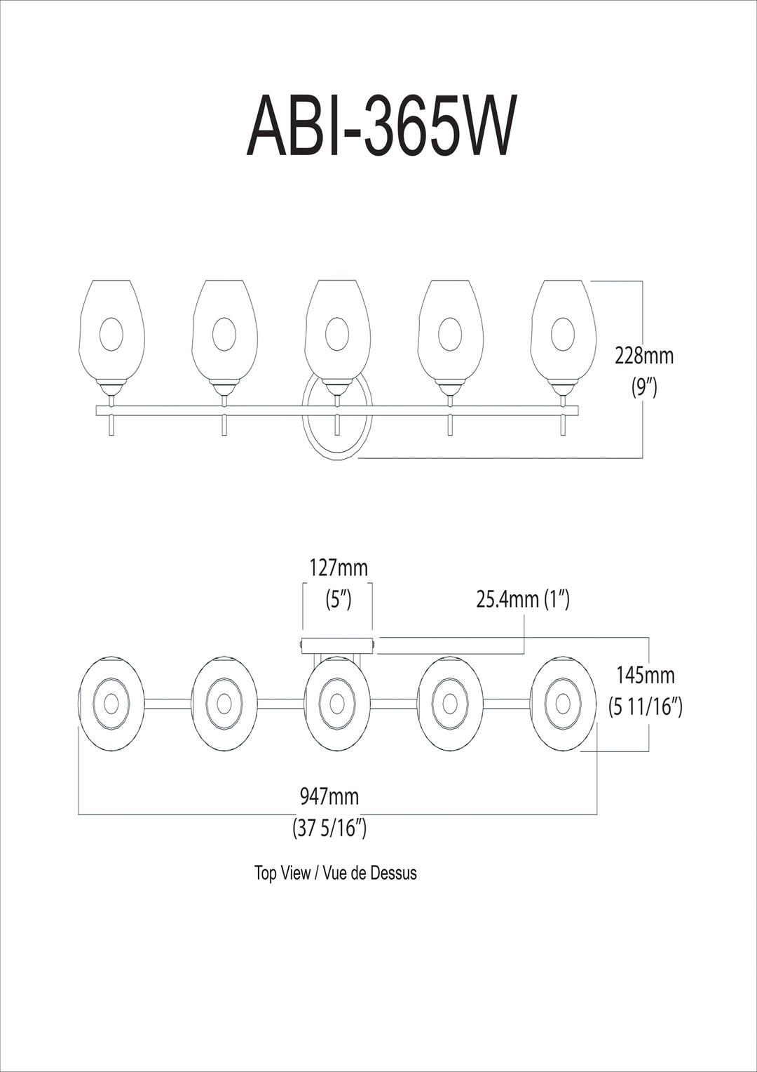 Dainolite 5 Light Halogen Vanity Polished Chrome with Clear Glass