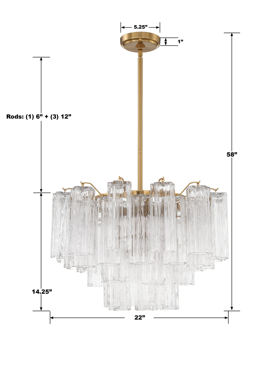 Crystorama Addis 9 Light Aged Brass Chandelier