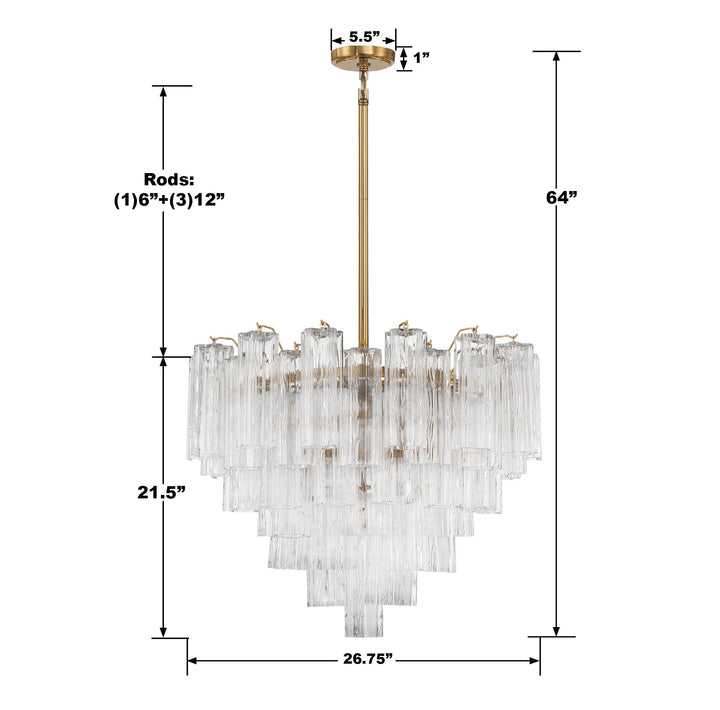 Crystorama Addis 12 Light Aged Brass Chandelier