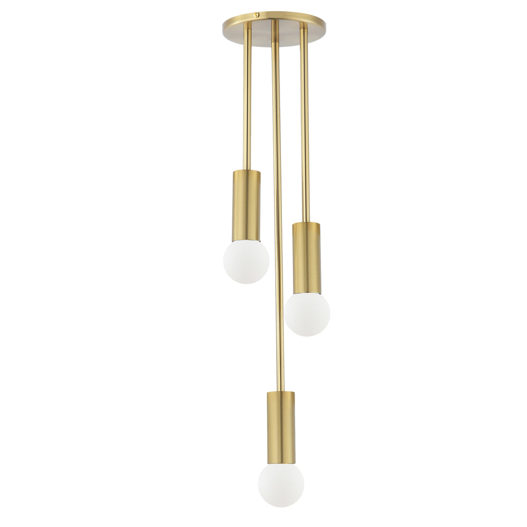 Dainolite 3 Light Incandescent Pendant, Aged Brass