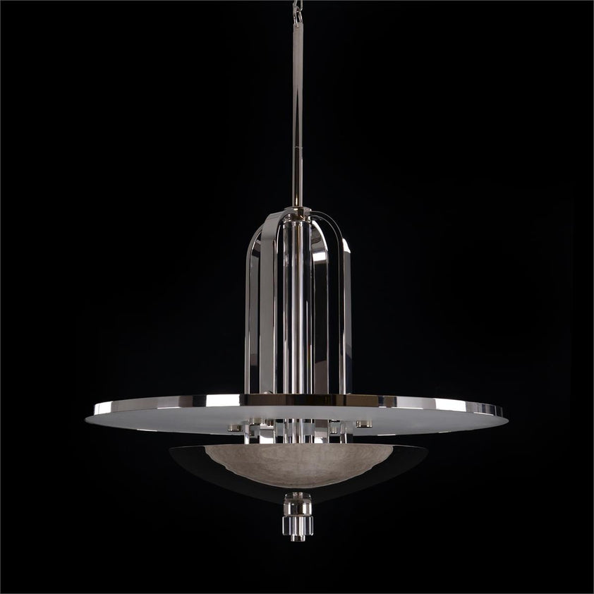 International Style Eight-light Cage Pendant In Polished Nickel