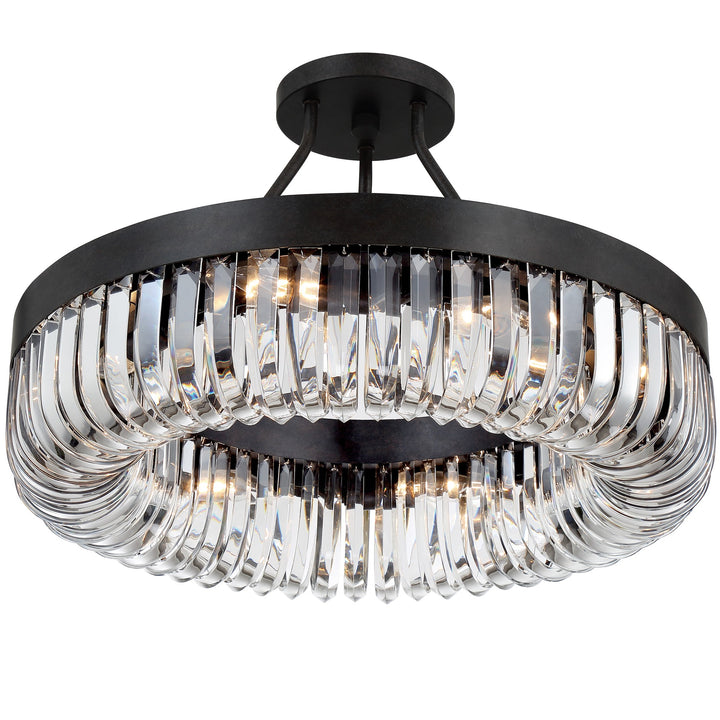 Crystorama Alister 8 Light Charcoal Bronze Semi Flush Mount