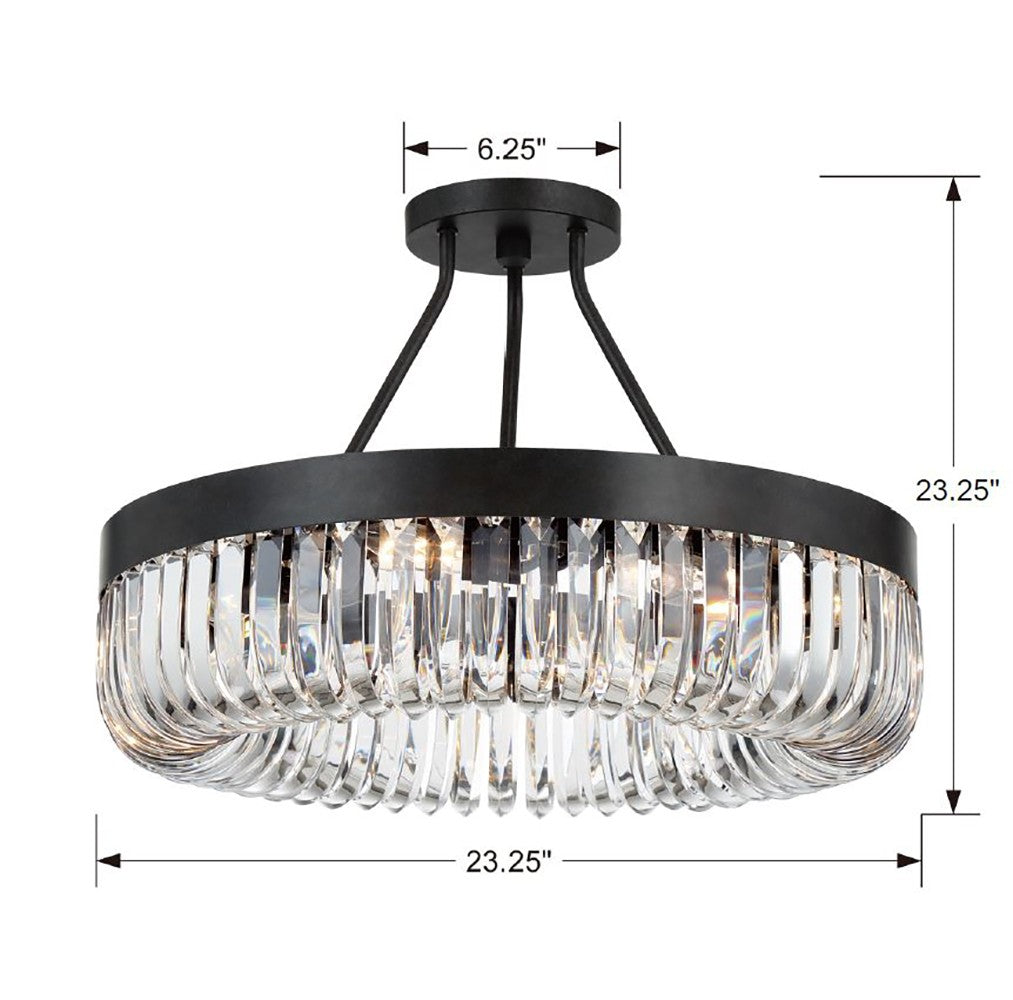 Crystorama Alister 8 Light Charcoal Bronze Semi Flush Mount