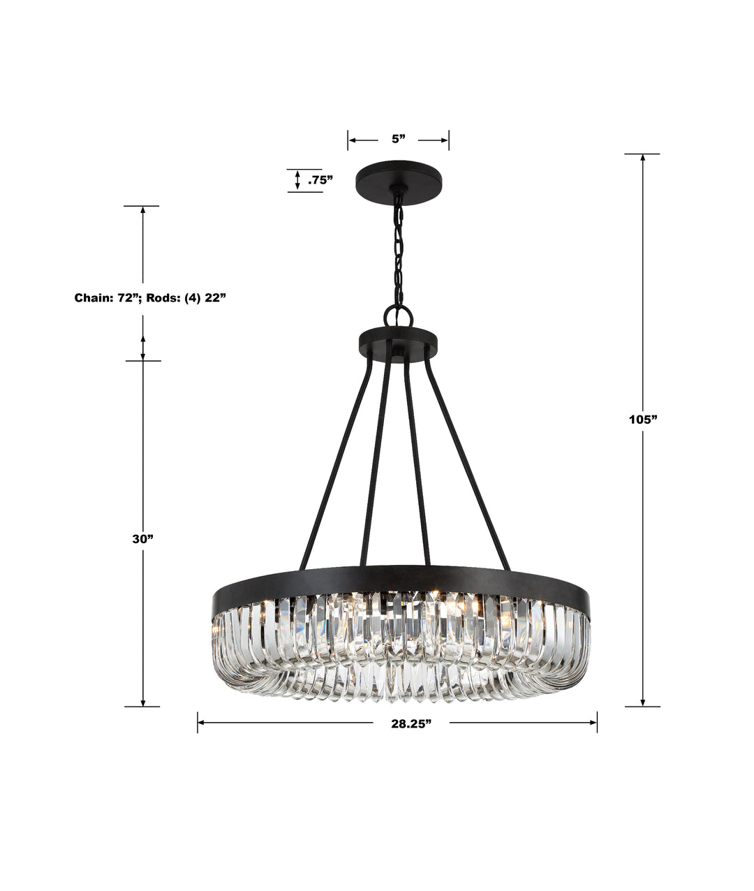 Crystorama Alister 10 Light Charcoal Bronze Chandelier